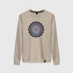 Свитшот хлопковый женский Индийская Mandala, цвет: миндальный
