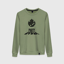 Свитшот хлопковый женский Party с диско шаром, цвет: авокадо