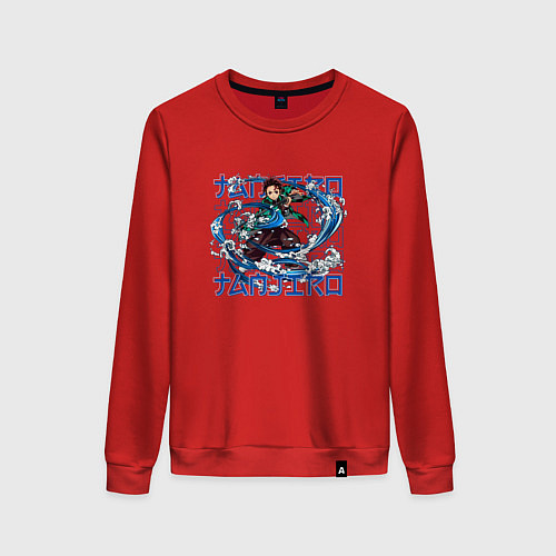 Женский свитшот Танджиро Камадо в сражении / Красный – фото 1