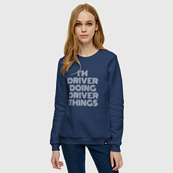 Свитшот хлопковый женский Im driver doing driver things, цвет: тёмно-синий — фото 2