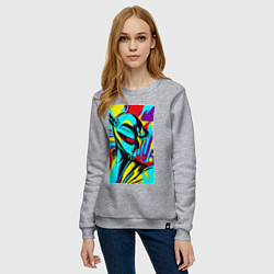 Свитшот хлопковый женский Alien - neural network - pop art, цвет: меланж — фото 2