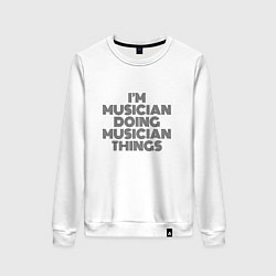 Свитшот хлопковый женский Im doing musician things, цвет: белый