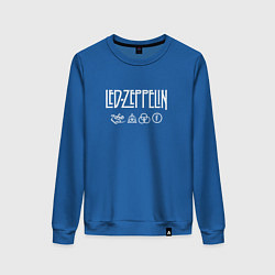 Свитшот хлопковый женский Led Zeppelin символы, цвет: синий