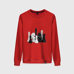 Свитшот хлопковый женский Фигуры шахматиста, цвет: красный