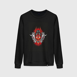 Свитшот хлопковый женский Три маски они, цвет: черный