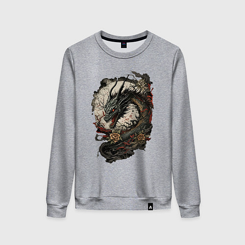 Женский свитшот Мифический японский дракон / Меланж – фото 1