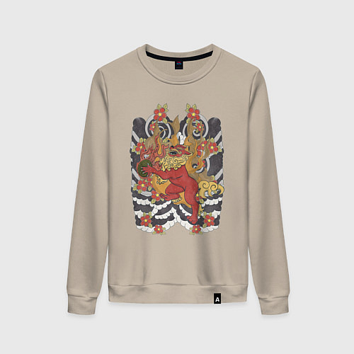 Женский свитшот Огненный пес / Миндальный – фото 1