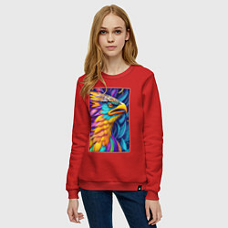Свитшот хлопковый женский Птица из фэнтези, цвет: красный — фото 2
