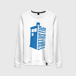 Свитшот хлопковый женский Fantastic tardis, цвет: белый