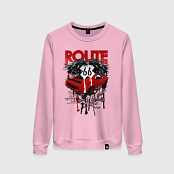 Свитшот хлопковый женский Route 66 right turn, цвет: светло-розовый
