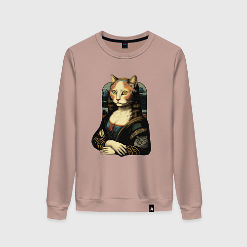 Женский свитшот Кошка Мона Лиза / Пыльно-розовый – фото 1