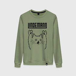 Свитшот хлопковый женский Lindemann - rock cat, цвет: авокадо