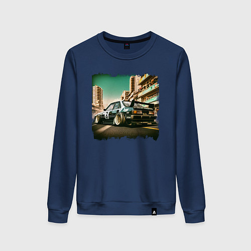 Женский свитшот JDM в городе / Тёмно-синий – фото 1