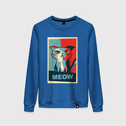 Свитшот хлопковый женский Meow obey, цвет: синий