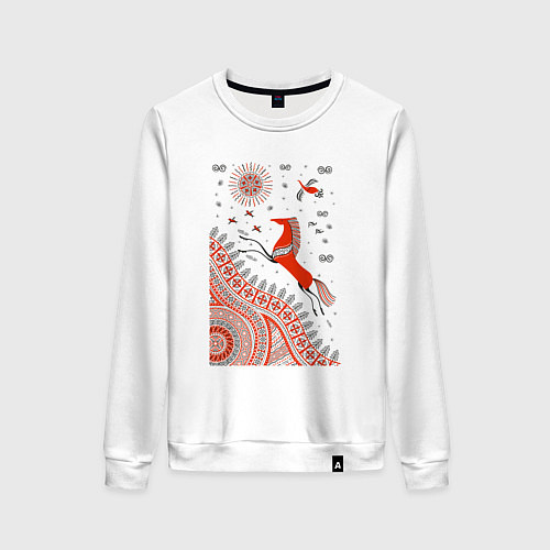 Женский свитшот Мезенский конь / Белый – фото 1