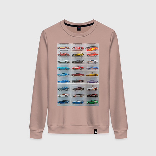 Женский свитшот Hot Wheels - collection Автомобили на полке / Пыльно-розовый – фото 1