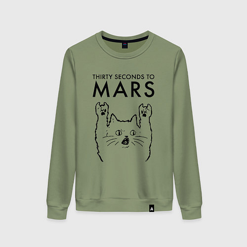 Женский свитшот Thirty Seconds to Mars - rock cat / Авокадо – фото 1