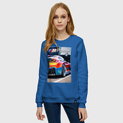 Свитшот хлопковый женский BMW M Power - motorsport, цвет: синий — фото 2
