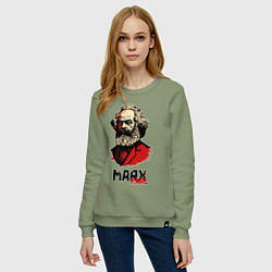 Свитшот хлопковый женский Karl Marx - 3 цвета, цвет: авокадо — фото 2