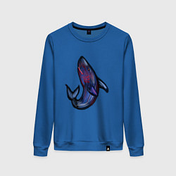 Свитшот хлопковый женский Злая акула, цвет: синий