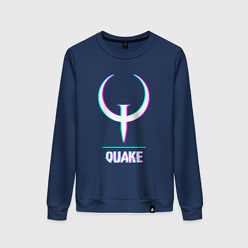 Женский свитшот Quake в стиле glitch и баги графики / Тёмно-синий – фото 1