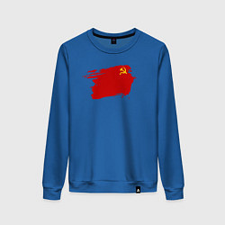 Свитшот хлопковый женский Флаг СССР серп и молот, цвет: синий