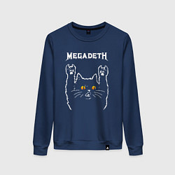 Свитшот хлопковый женский Megadeth rock cat, цвет: тёмно-синий