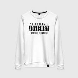 Свитшот хлопковый женский Parental advisory, цвет: белый