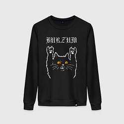 Свитшот хлопковый женский Burzum rock cat, цвет: черный