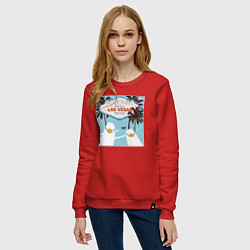 Свитшот хлопковый женский Чайки на курорте, цвет: красный — фото 2