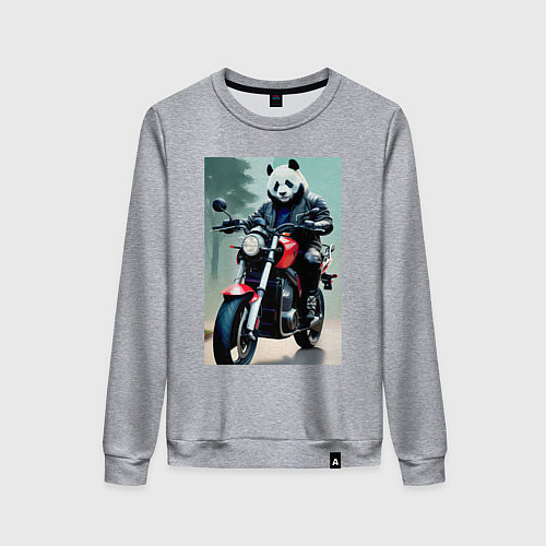 Женский свитшот Panda - cool biker / Меланж – фото 1