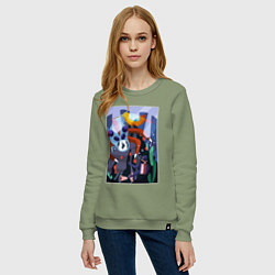 Свитшот хлопковый женский Subnautica морские чудовища, цвет: авокадо — фото 2