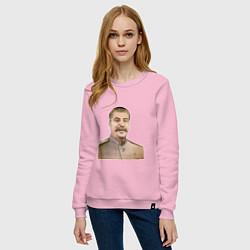 Свитшот хлопковый женский Товарищ Сталин бюст, цвет: светло-розовый — фото 2