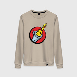 Свитшот хлопковый женский Chicken gun логотип, цвет: миндальный