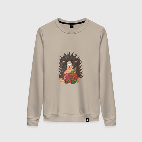 Женский свитшот Ежик с яблоком / Миндальный – фото 1