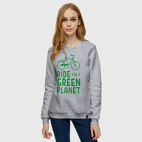Женский свитшот Ride for a green planet / Меланж – фото 3