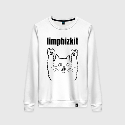 Женский свитшот Limp Bizkit - rock cat / Белый – фото 1