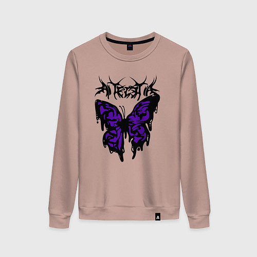 Женский свитшот Gothic black butterfly / Пыльно-розовый – фото 1