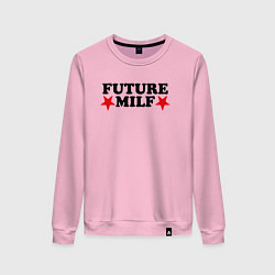 Свитшот хлопковый женский Future milf star, цвет: светло-розовый