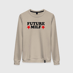 Свитшот хлопковый женский Future milf star, цвет: миндальный