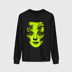 Свитшот хлопковый женский Double lime face, цвет: черный