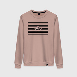 Свитшот хлопковый женский Полосатая с короной, цвет: пыльно-розовый