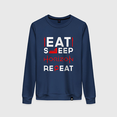 Женский свитшот Надпись eat sleep Horizon repeat / Тёмно-синий – фото 1