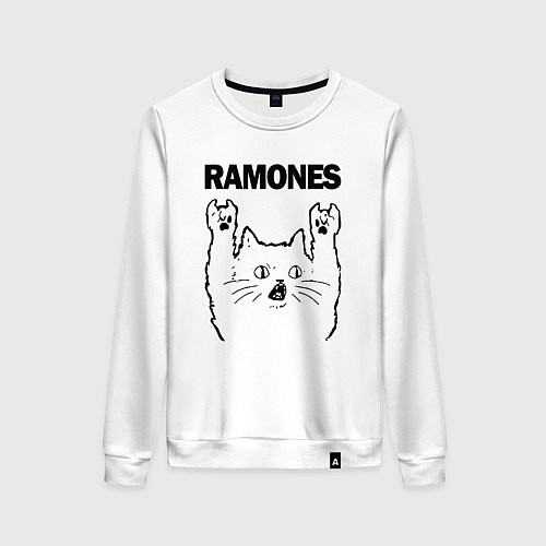 Женский свитшот Ramones - rock cat / Белый – фото 1