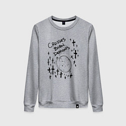 Свитшот хлопковый женский Crosses burn demons, цвет: меланж