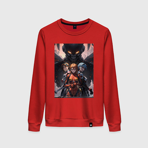 Женский свитшот Лучшие девочки Евангелиона: Аска, Рей / Красный – фото 1