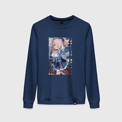 Свитшот хлопковый женский Март 7 подмигивает, цвет: тёмно-синий