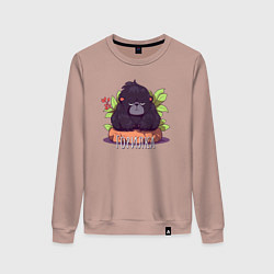 Свитшот хлопковый женский Горилка - это маленькая горилла, цвет: пыльно-розовый