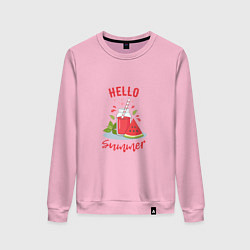 Женский свитшот Hello summer и сочный смузи из арбуза с базиликом