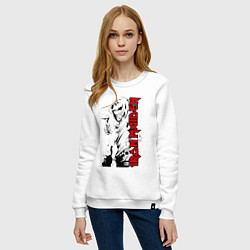 Свитшот хлопковый женский Iron maiden fans, цвет: белый — фото 2